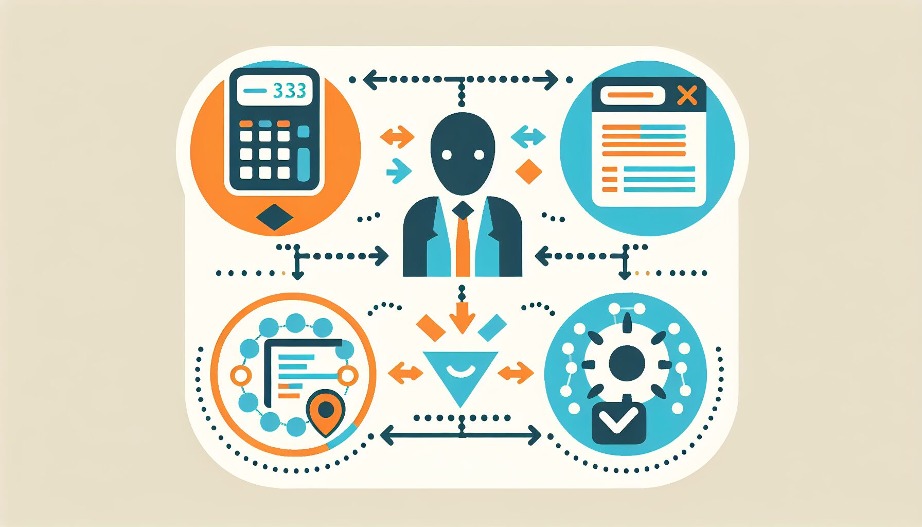 AI活用の役割分担図：計算はツール、解釈はAI、判断は人間